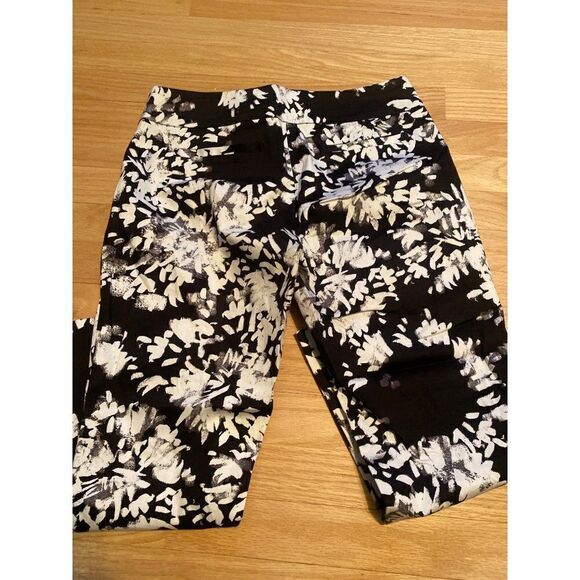 7th Avenue womens black/white floral cropped elastic waist pull on dress pants 4 - Picture 5 of 10